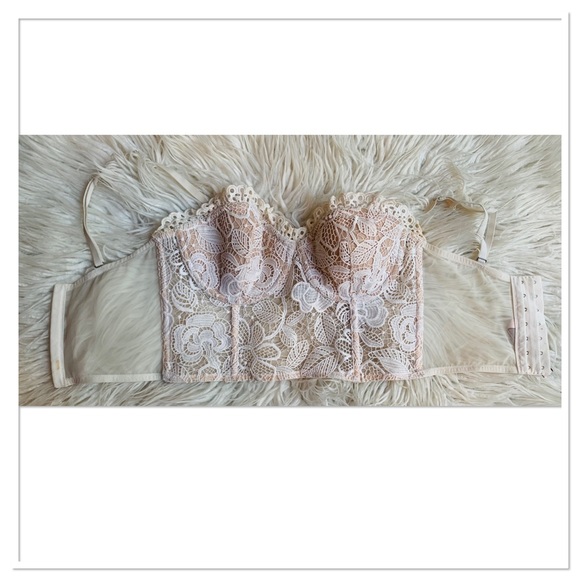 Victoria's Secret Other - Victoria’s Secret Dream Angels Longline Corset Bra Floral Lace Ivory Size 34C